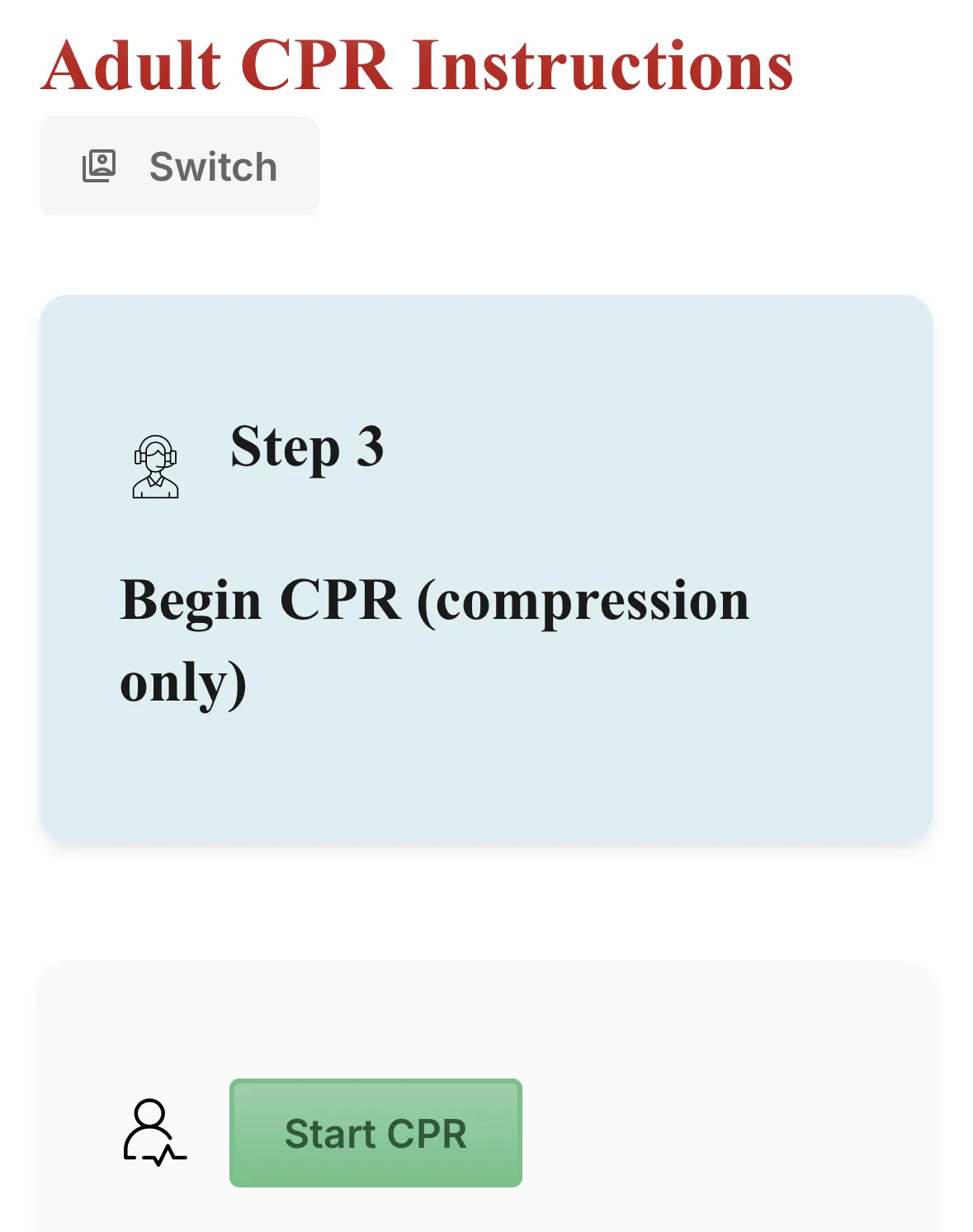 tcpr app screenshot of compressions step