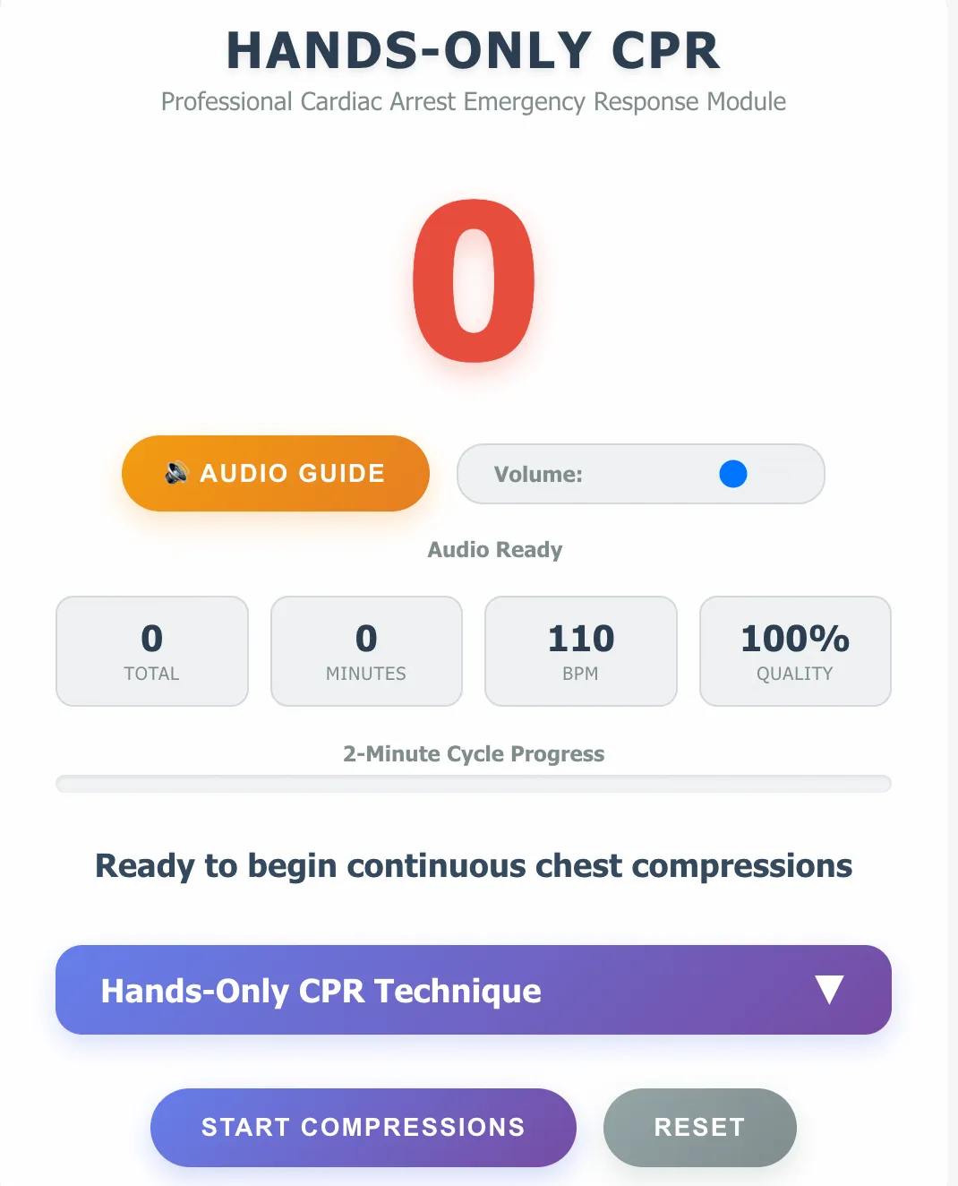 tcpr app screenshot of counting screen